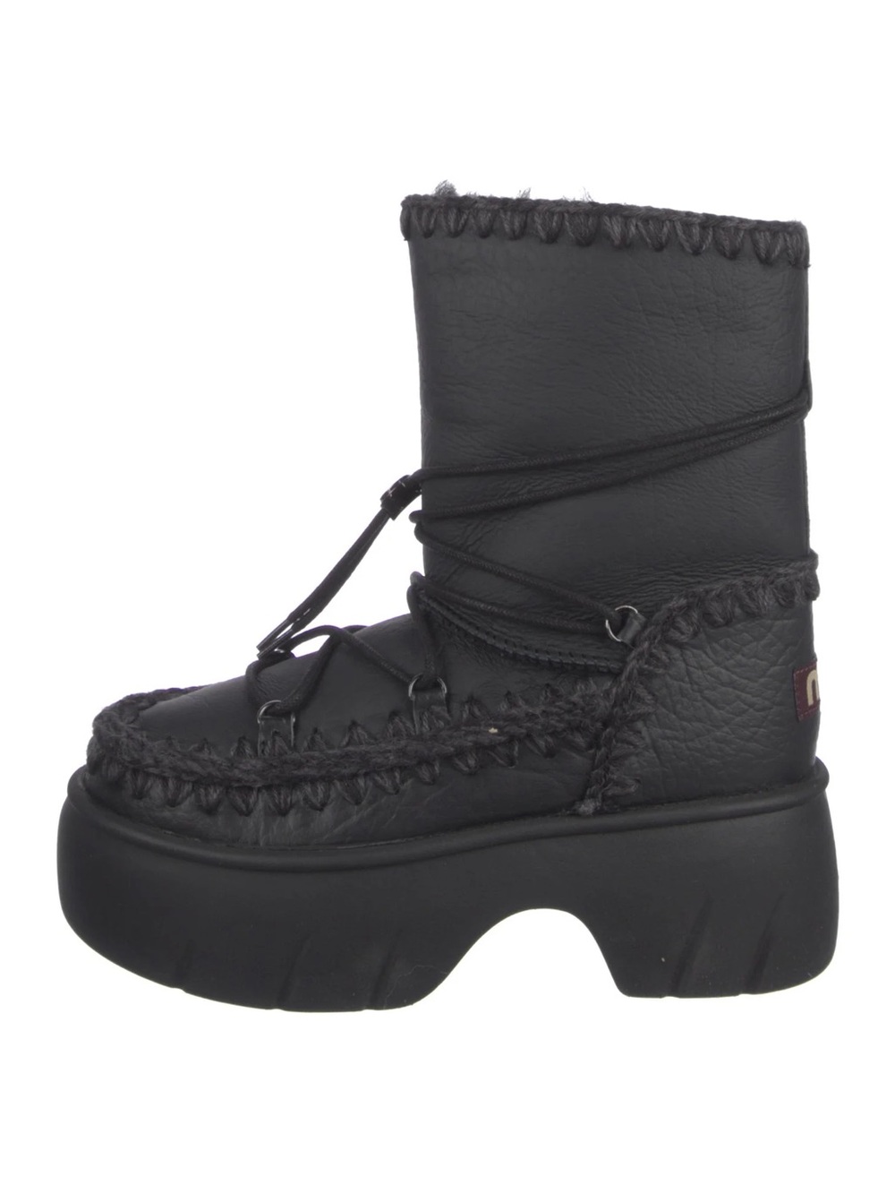 Mou Black Platform Lace-Up Winter Boot